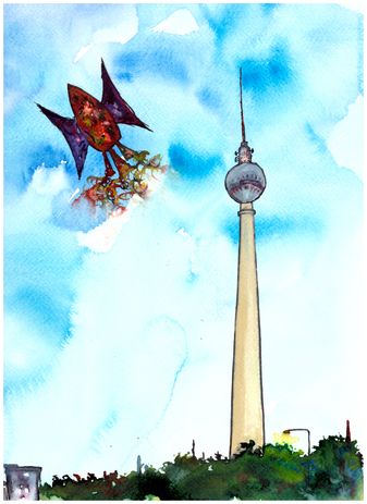 Berlin Fernsehturm on show at Antique Jewellery Berlin, Germany 