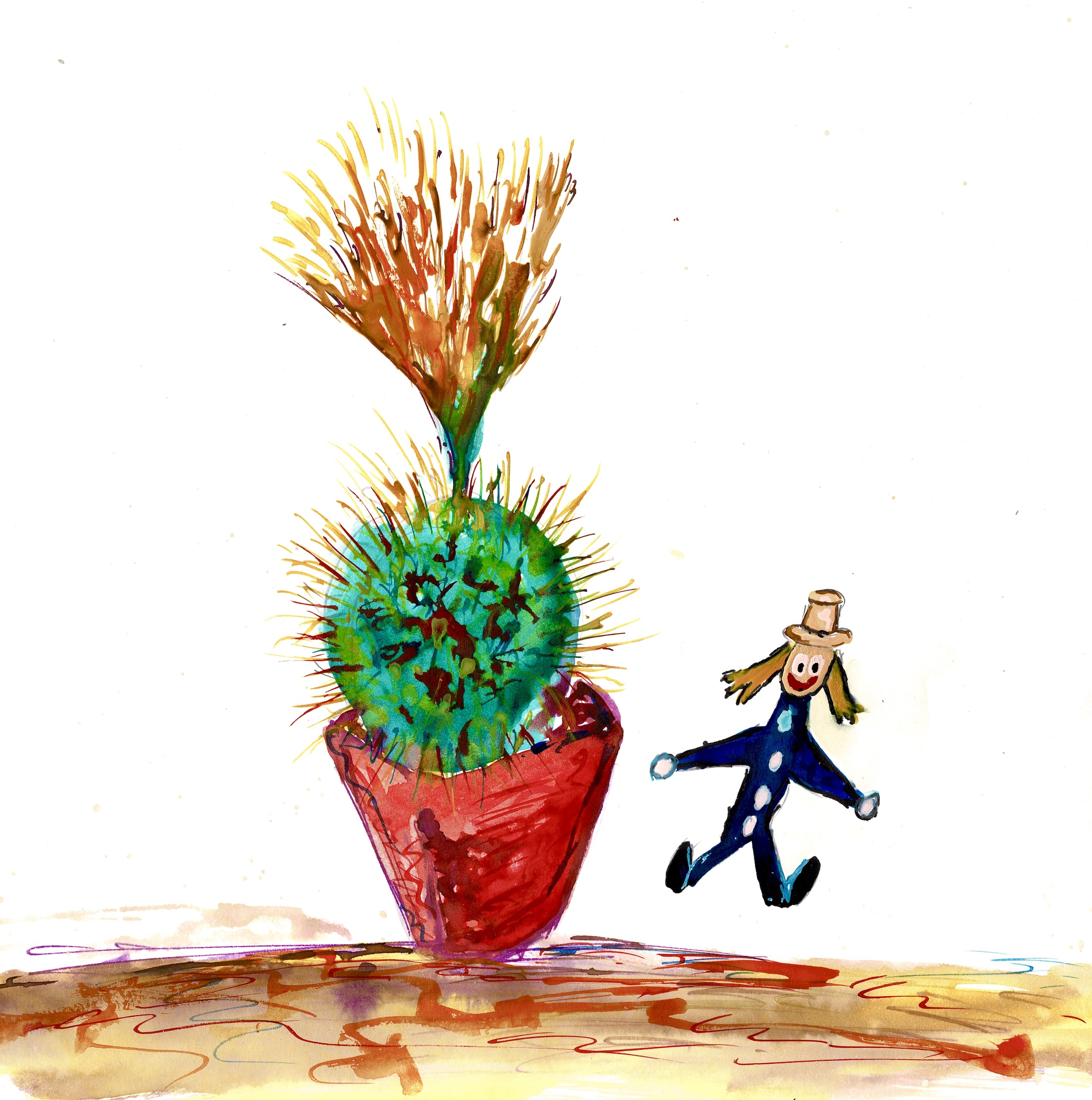 THE FLOWERING CACTUS AND MURANO CLOWN